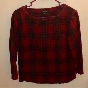 Madewell red flannel crop top